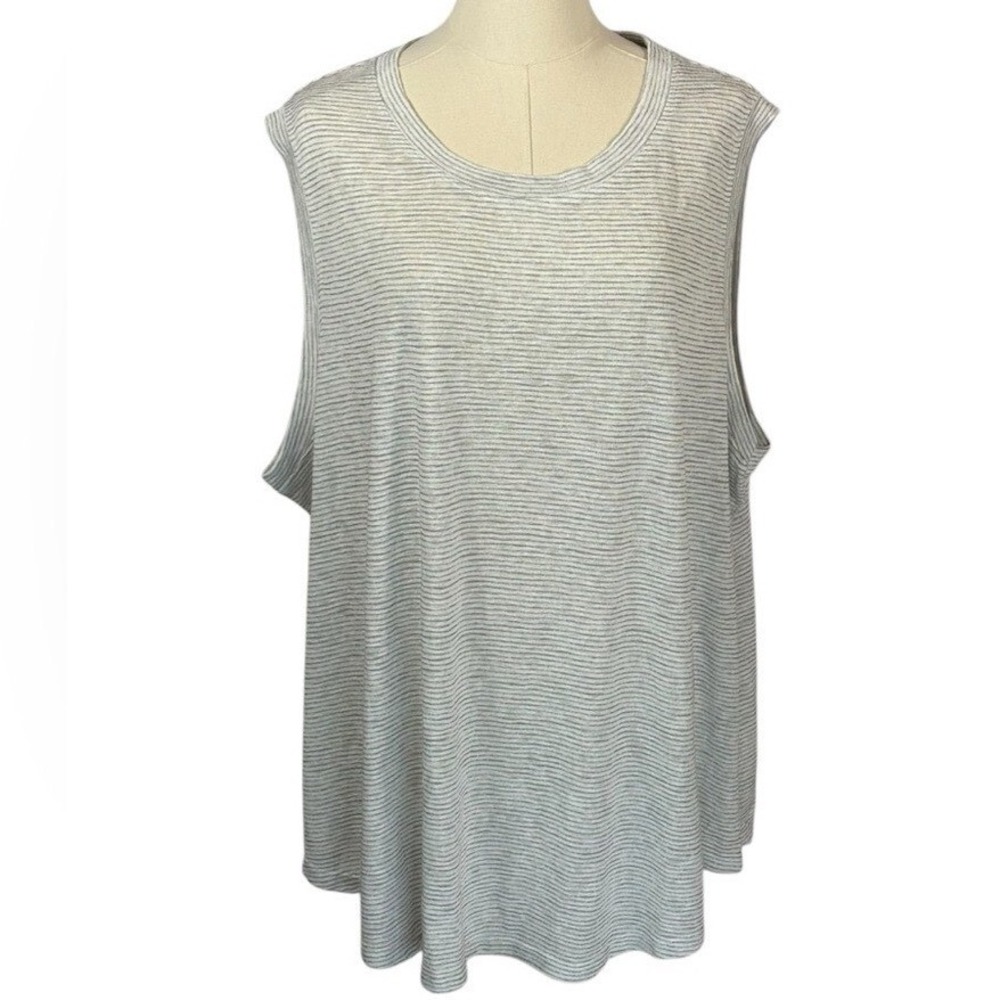 Athleta White‎ & Gray Striped Tank (Size 3X)